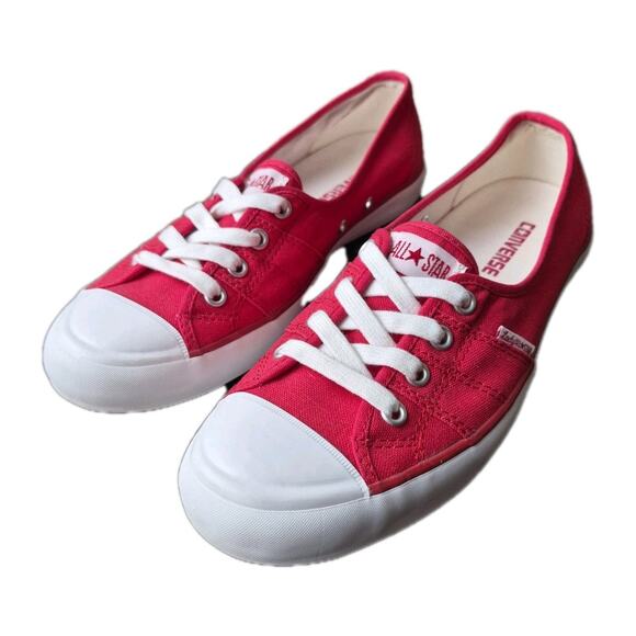 Converse Lady All Star Shoes Size 9 Red Chuck Taylor Low Top Womens Sneaker Rare - Picture 1 of 11